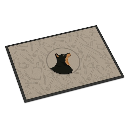Carolines Treasures 24 x 36 in. Lancashire Terrier in the Kitchen Indoor or Outdoor Mat CK2197JMAT